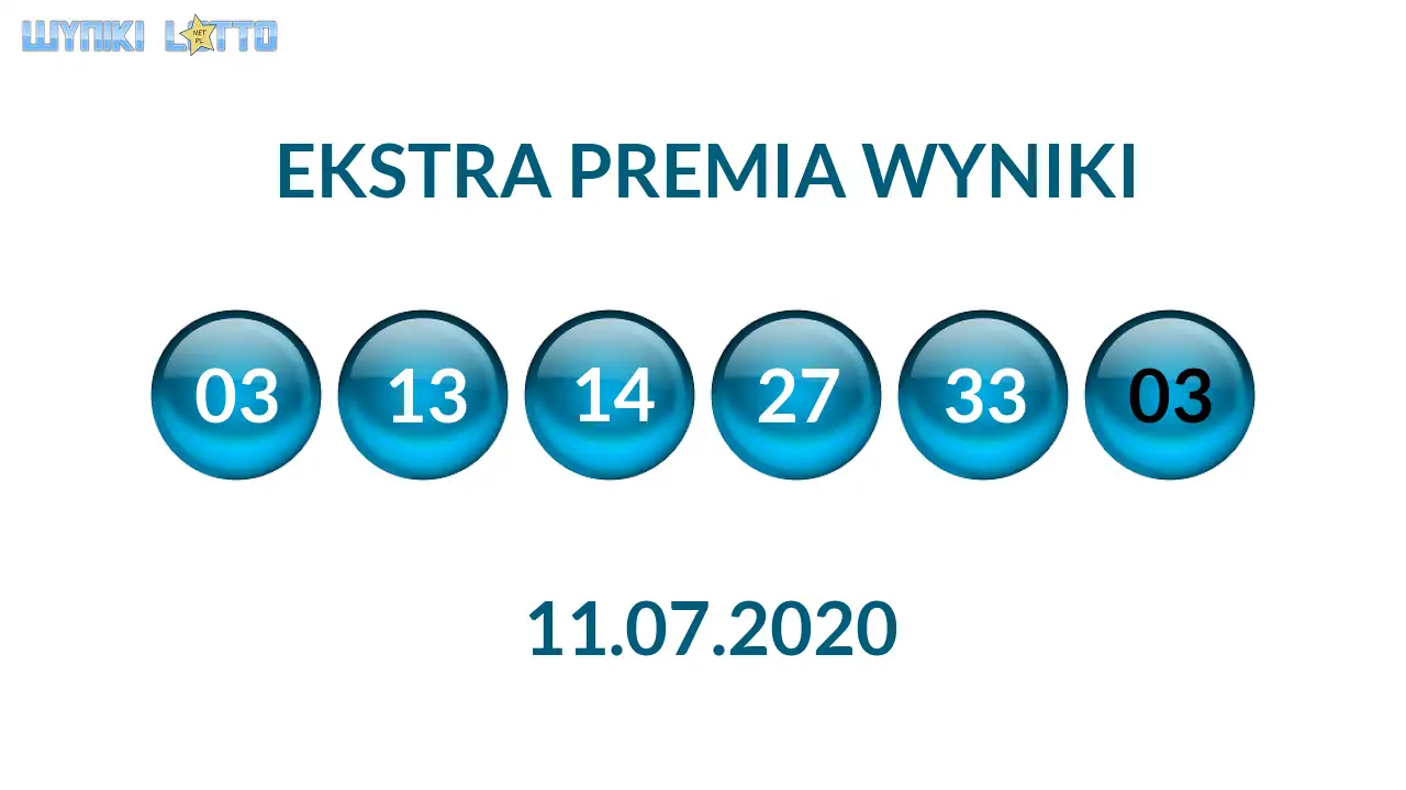 Kulki Ekstra Premii z wylosowanymi liczbami dnia 11.07.2020