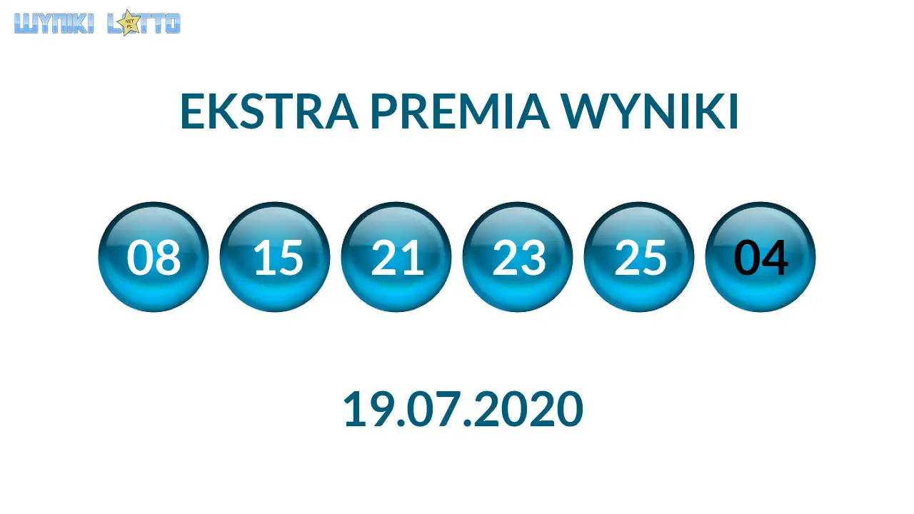 Kulki Ekstra Premii z wylosowanymi liczbami dnia 19.07.2020