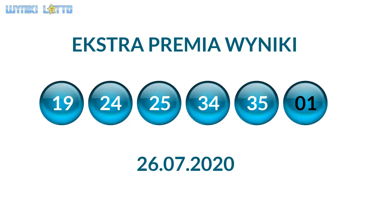 Kulki Ekstra Premii z wylosowanymi liczbami dnia 26.07.2020