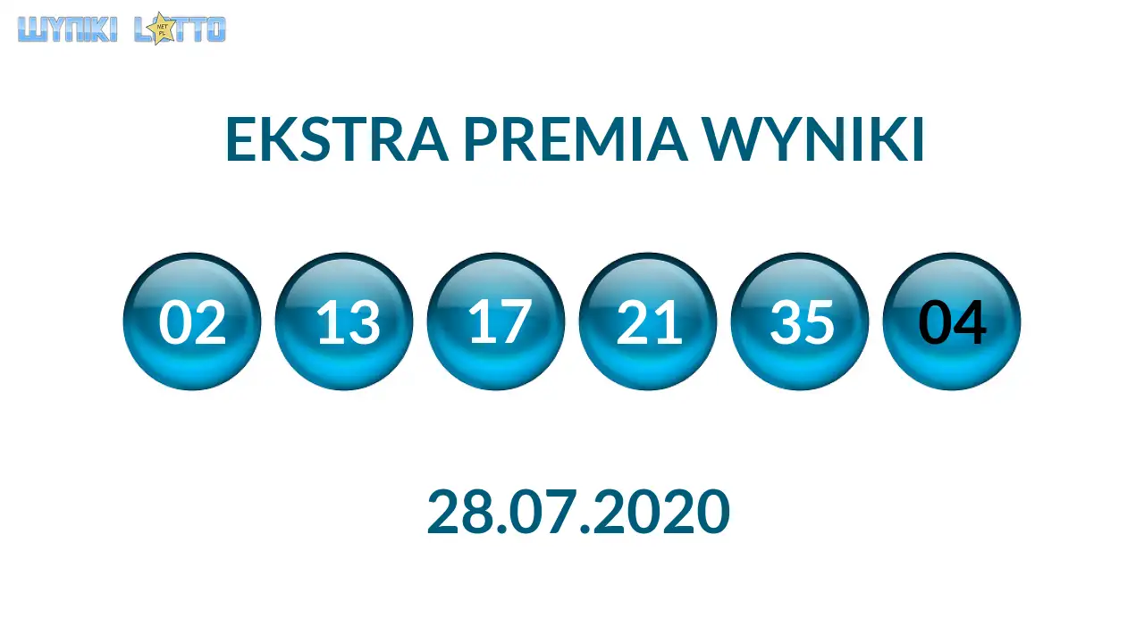 Kulki Ekstra Premii z wylosowanymi liczbami dnia 28.07.2020