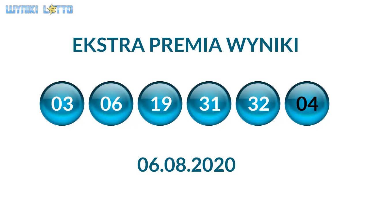 Kulki Ekstra Premii z wylosowanymi liczbami dnia 06.08.2020