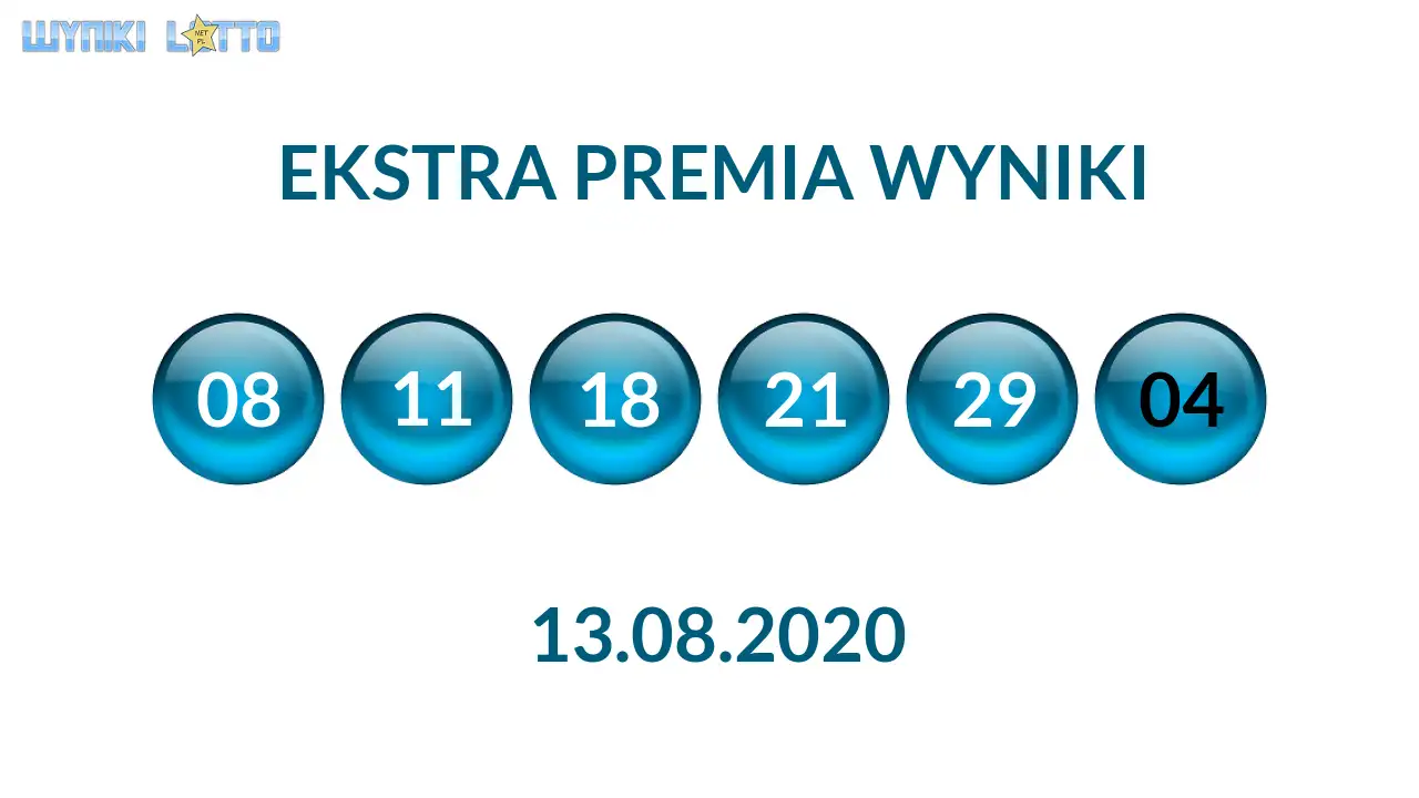 Kulki Ekstra Premii z wylosowanymi liczbami dnia 13.08.2020