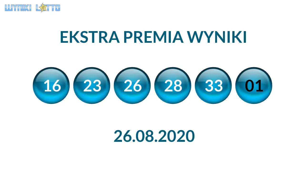 Kulki Ekstra Premii z wylosowanymi liczbami dnia 26.08.2020