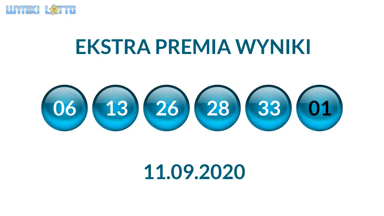 Kulki Ekstra Premii z wylosowanymi liczbami dnia 11.09.2020