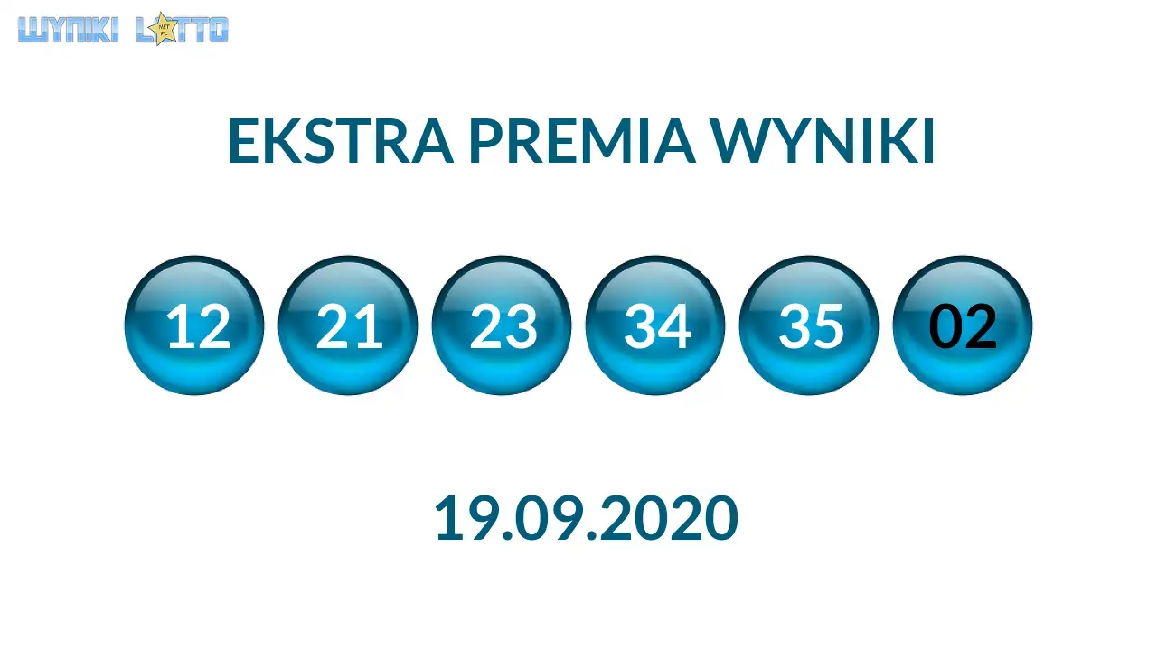Kulki Ekstra Premii z wylosowanymi liczbami dnia 19.09.2020