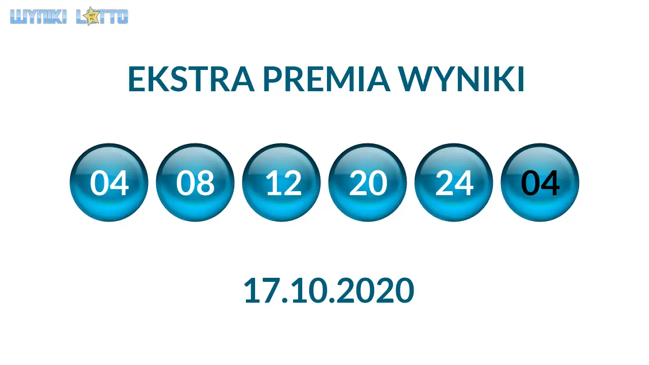 Kulki Ekstra Premii z wylosowanymi liczbami dnia 17.10.2020