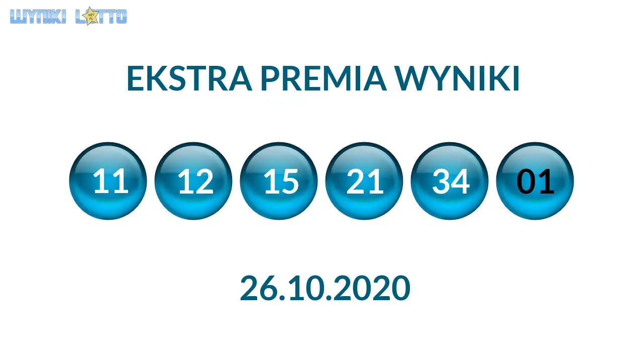 Kulki Ekstra Premii z wylosowanymi liczbami dnia 26.10.2020