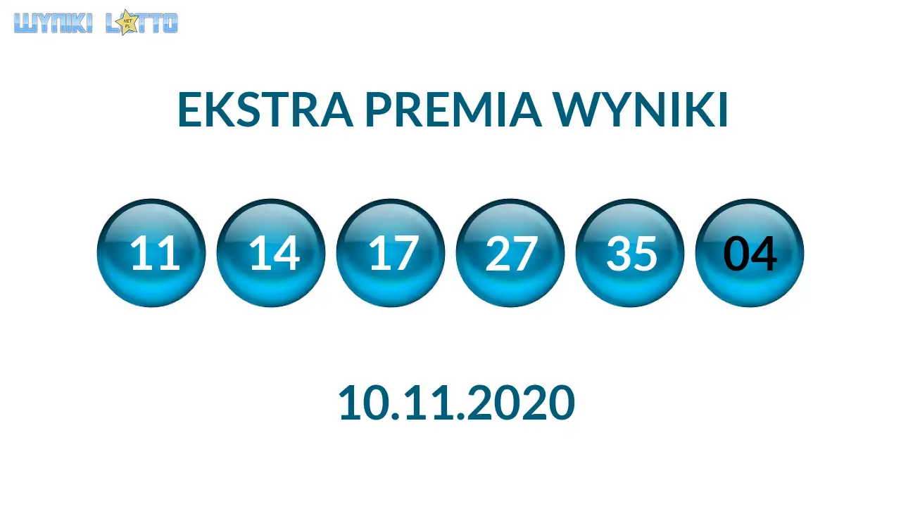 Kulki Ekstra Premii z wylosowanymi liczbami dnia 10.11.2020
