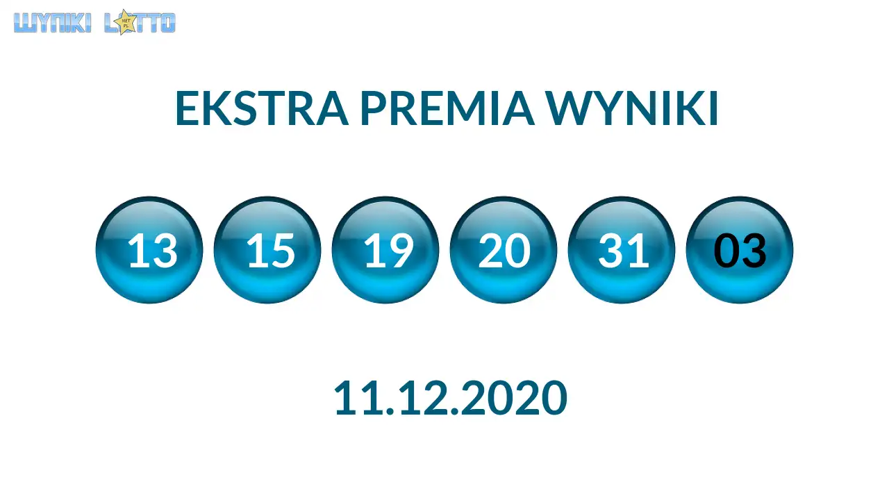 Kulki Ekstra Premii z wylosowanymi liczbami dnia 11.12.2020