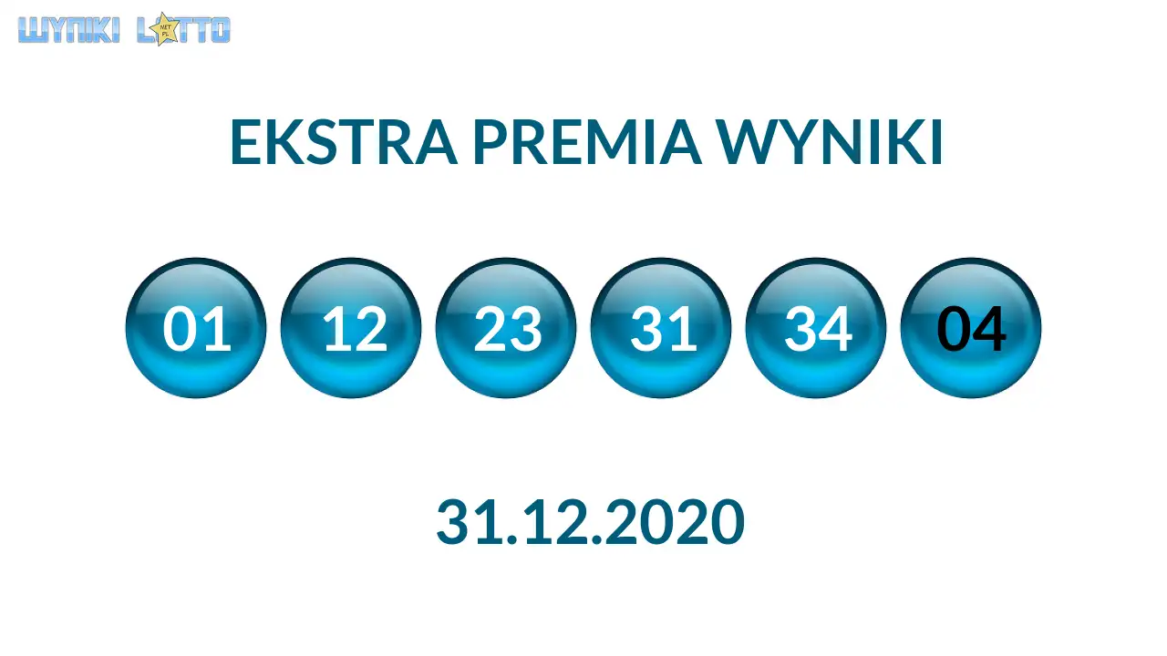 Kulki Ekstra Premii z wylosowanymi liczbami dnia 31.12.2020