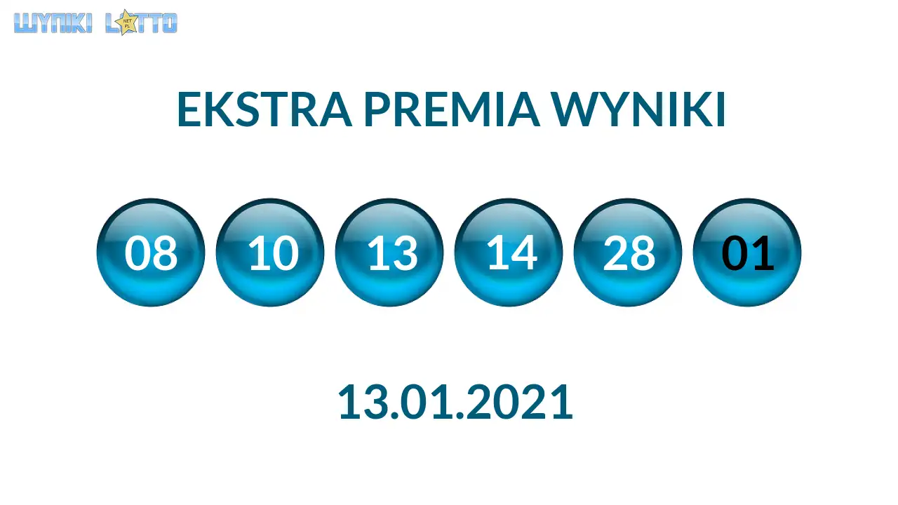 Kulki Ekstra Premii z wylosowanymi liczbami dnia 13.01.2021
