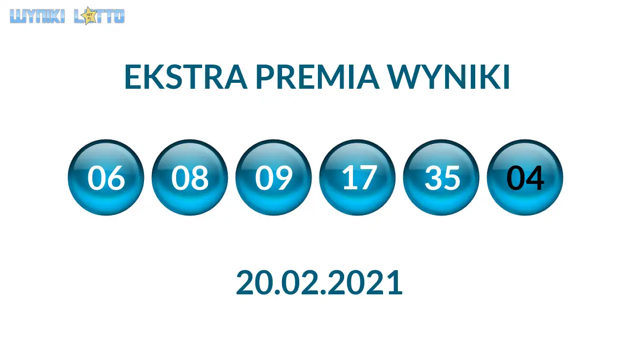 Kulki Ekstra Premii z wylosowanymi liczbami dnia 20.02.2021