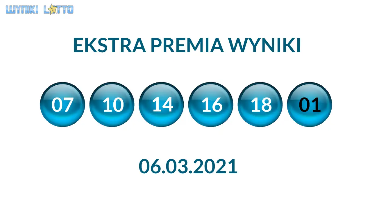 Kulki Ekstra Premii z wylosowanymi liczbami dnia 06.03.2021