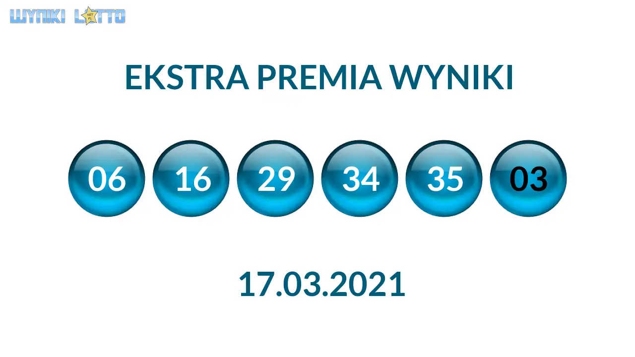 Kulki Ekstra Premii z wylosowanymi liczbami dnia 17.03.2021