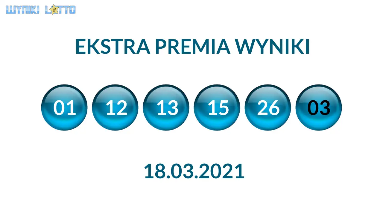 Kulki Ekstra Premii z wylosowanymi liczbami dnia 18.03.2021