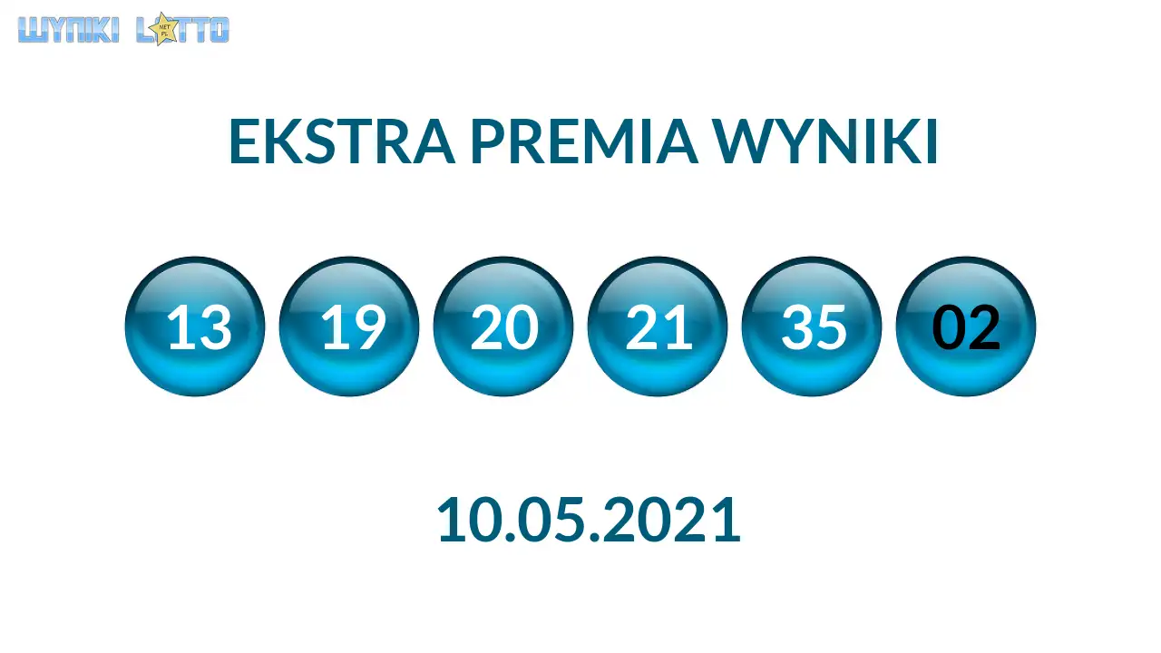 Kulki Ekstra Premii z wylosowanymi liczbami dnia 10.05.2021