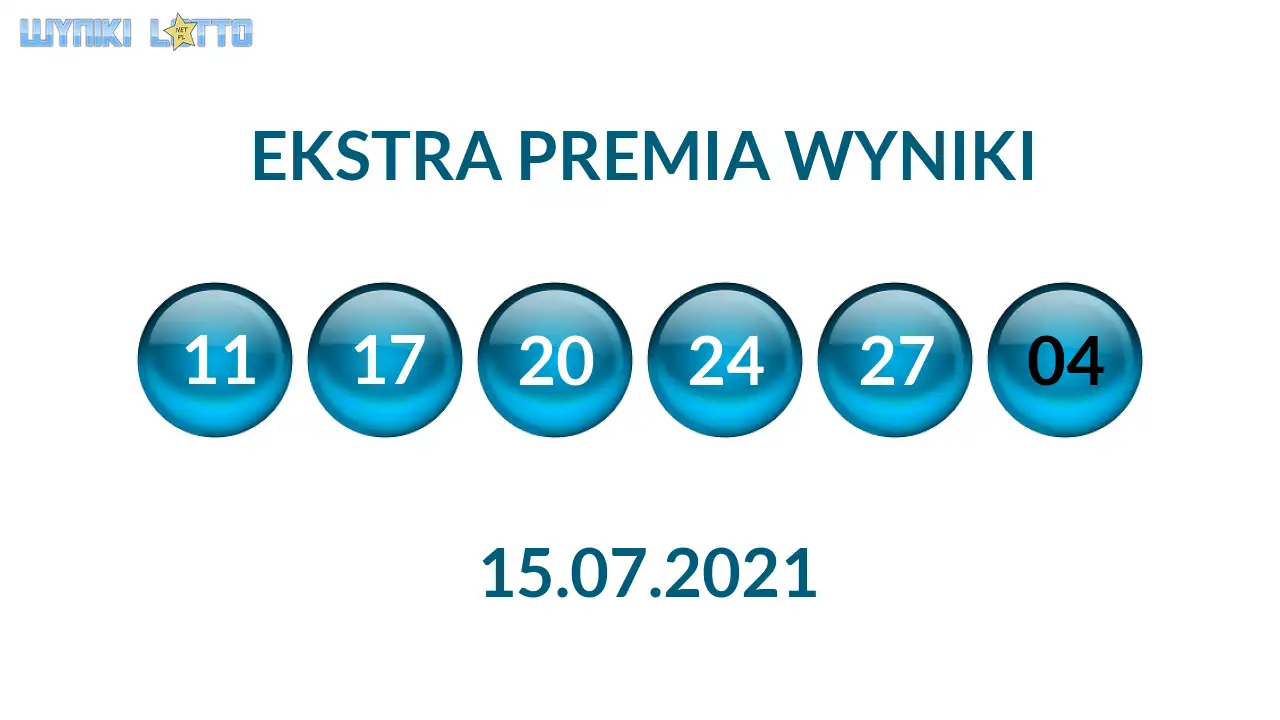 Kulki Ekstra Premii z wylosowanymi liczbami dnia 15.07.2021