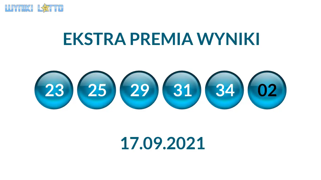 Kulki Ekstra Premii z wylosowanymi liczbami dnia 17.09.2021