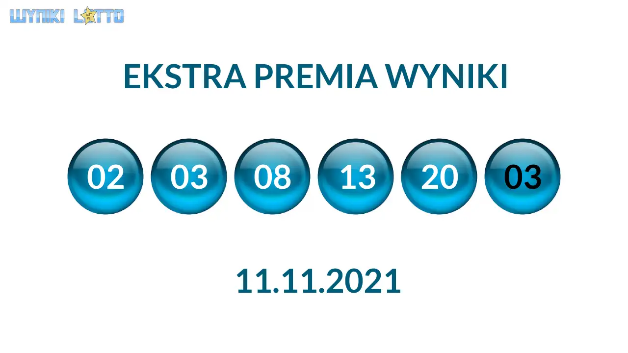 Kulki Ekstra Premii z wylosowanymi liczbami dnia 11.11.2021
