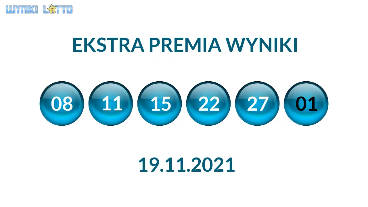 Kulki Ekstra Premii z wylosowanymi liczbami dnia 19.11.2021