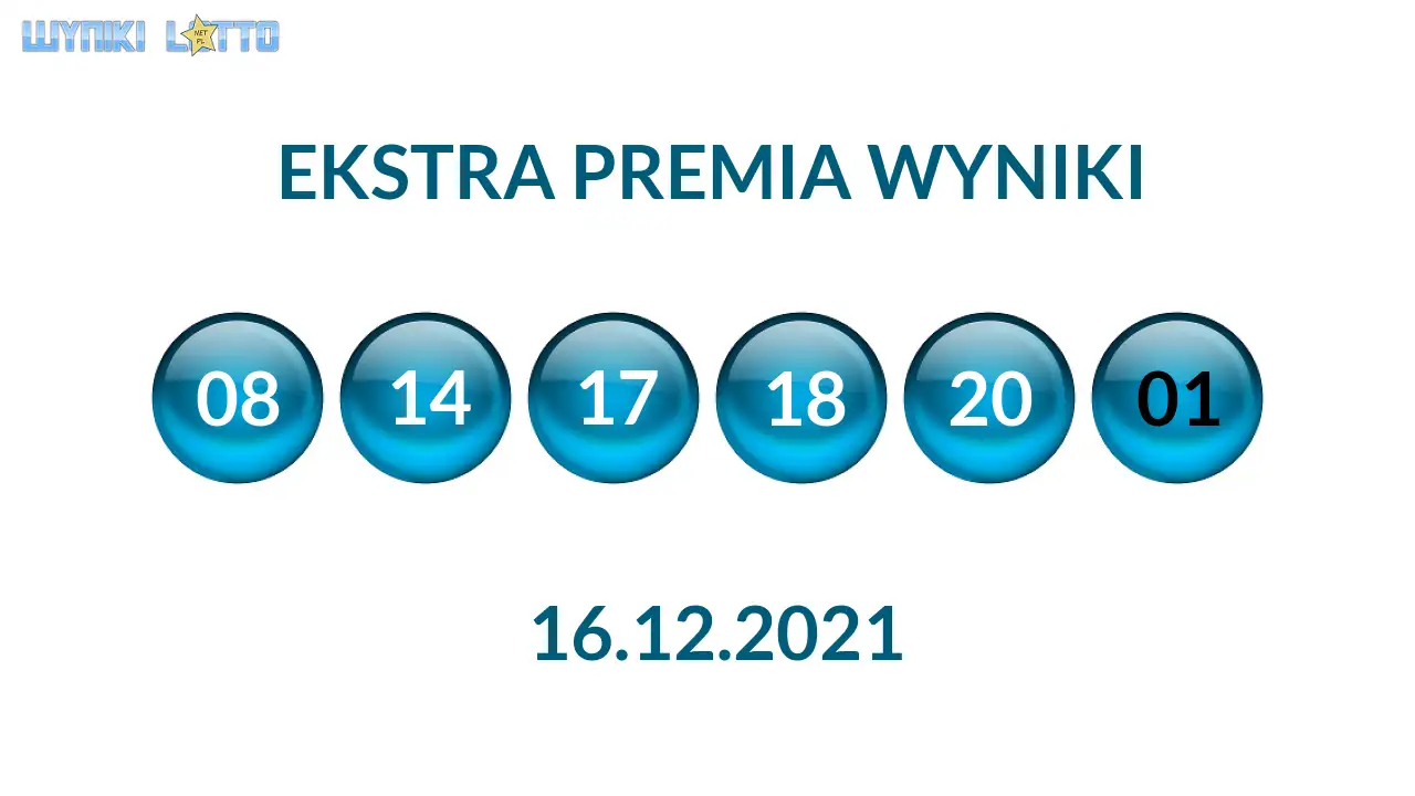 Kulki Ekstra Premii z wylosowanymi liczbami dnia 16.12.2021