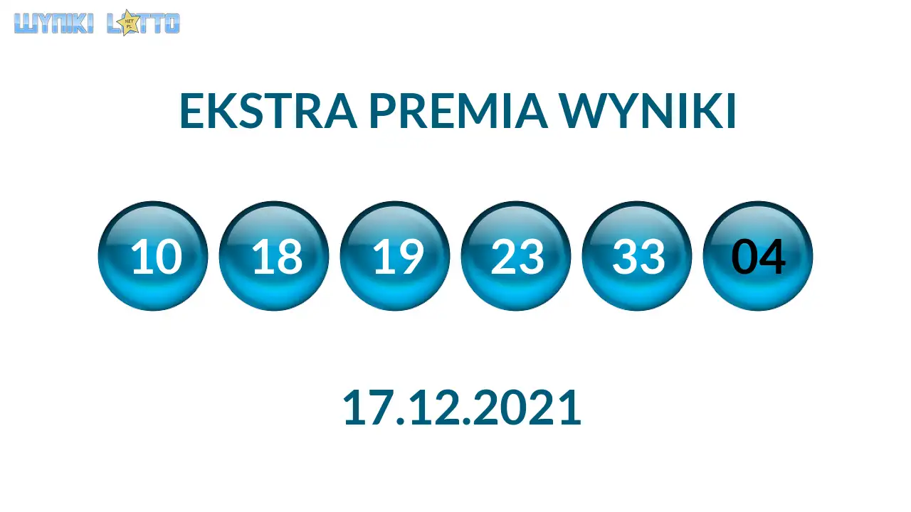Kulki Ekstra Premii z wylosowanymi liczbami dnia 17.12.2021