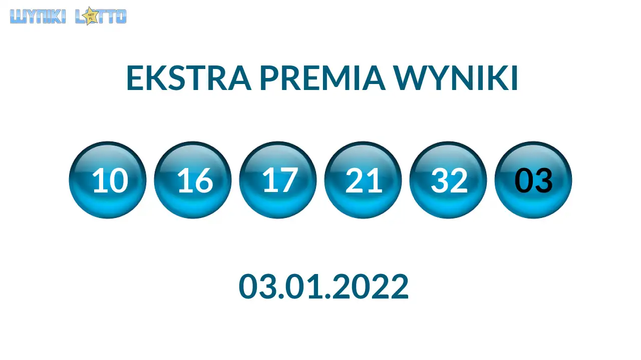 Kulki Ekstra Premii z wylosowanymi liczbami dnia 03.01.2022