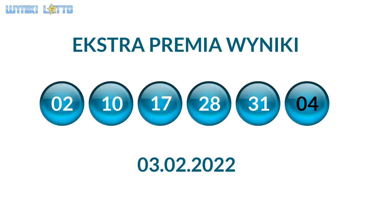 Kulki Ekstra Premii z wylosowanymi liczbami dnia 03.02.2022