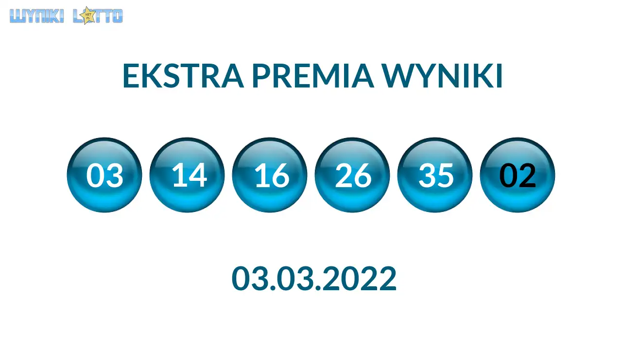 Kulki Ekstra Premii z wylosowanymi liczbami dnia 03.03.2022