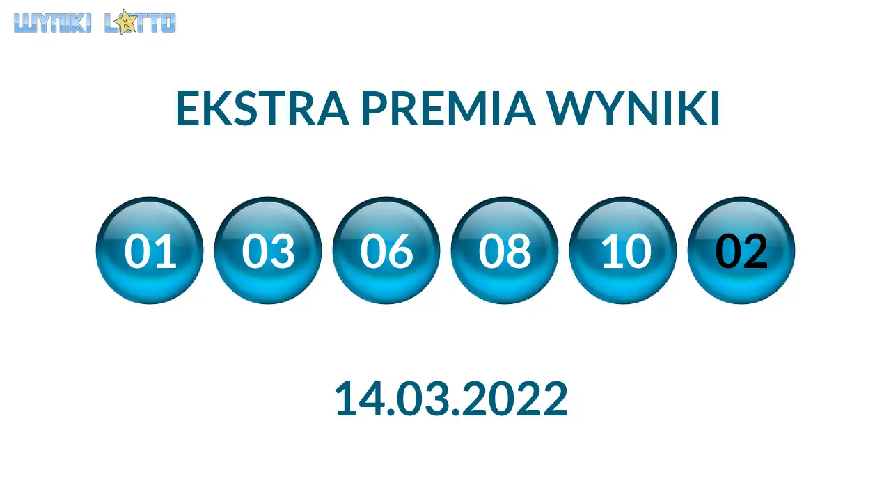 Kulki Ekstra Premii z wylosowanymi liczbami dnia 14.03.2022