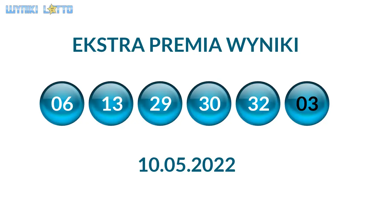 Kulki Ekstra Premii z wylosowanymi liczbami dnia 10.05.2022