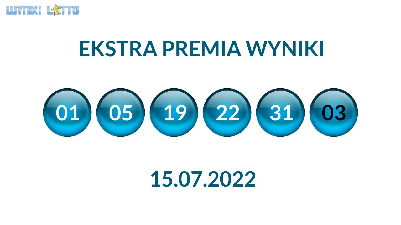 Kulki Ekstra Premii z wylosowanymi liczbami dnia 15.07.2022