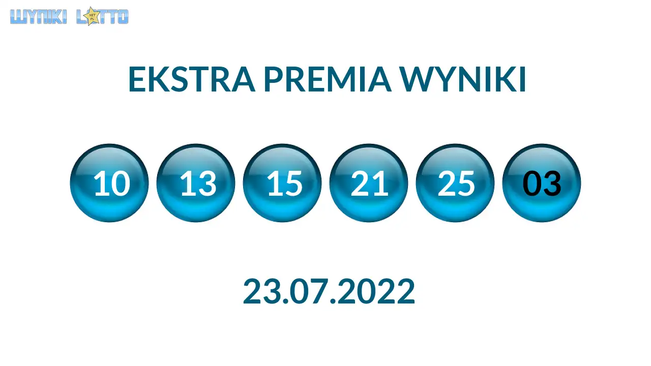 Kulki Ekstra Premii z wylosowanymi liczbami dnia 23.07.2022