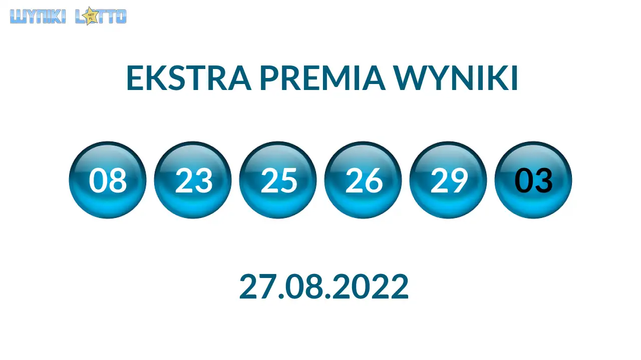 Kulki Ekstra Premii z wylosowanymi liczbami dnia 27.08.2022
