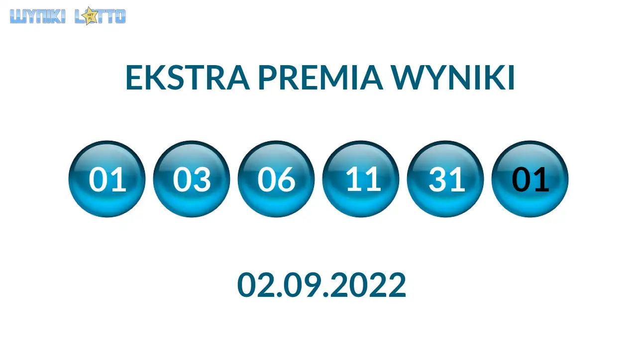 Kulki Ekstra Premii z wylosowanymi liczbami dnia 02.09.2022