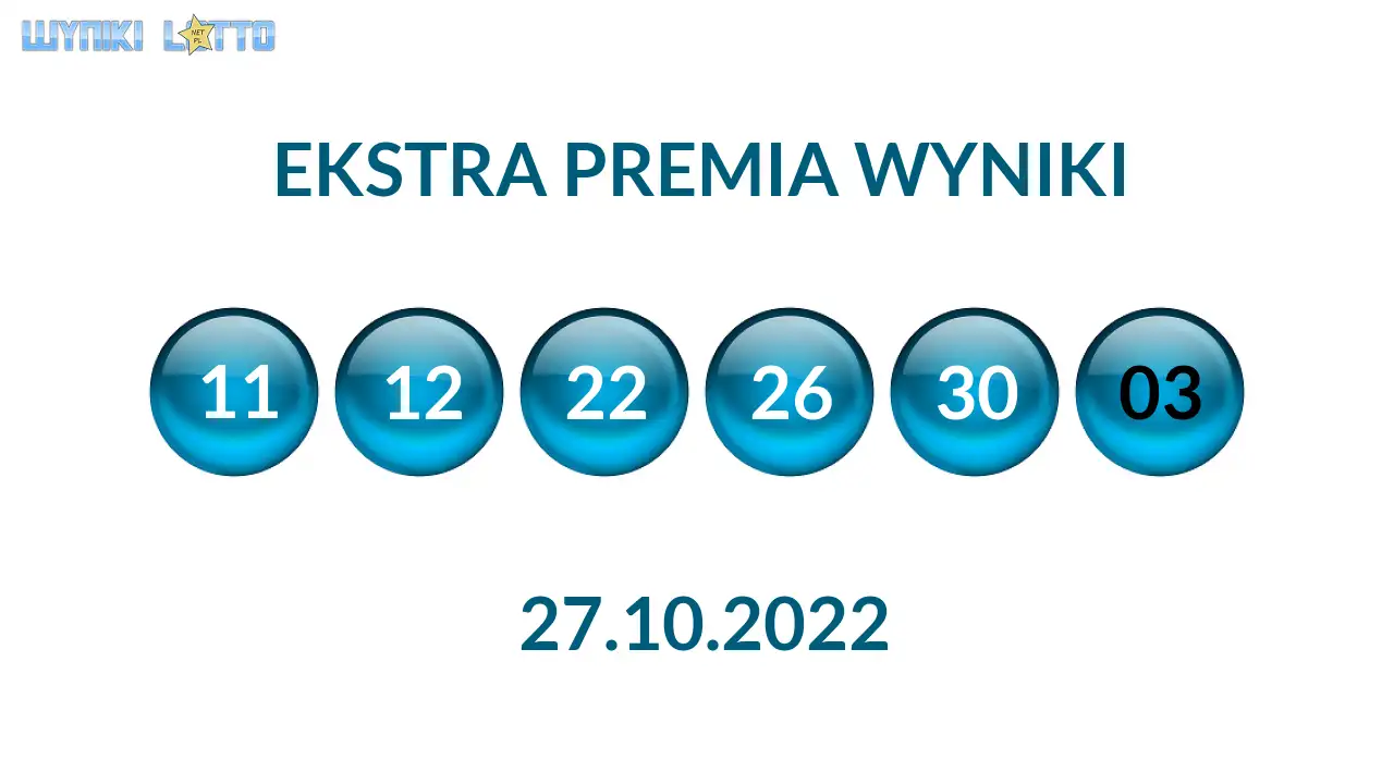 Kulki Ekstra Premii z wylosowanymi liczbami dnia 27.10.2022