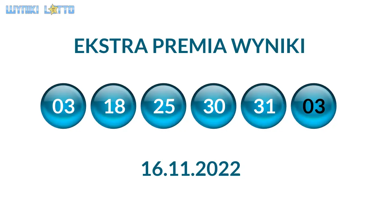 Kulki Ekstra Premii z wylosowanymi liczbami dnia 16.11.2022