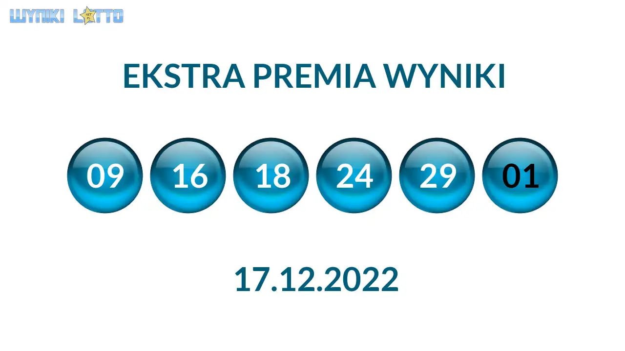 Kulki Ekstra Premii z wylosowanymi liczbami dnia 17.12.2022