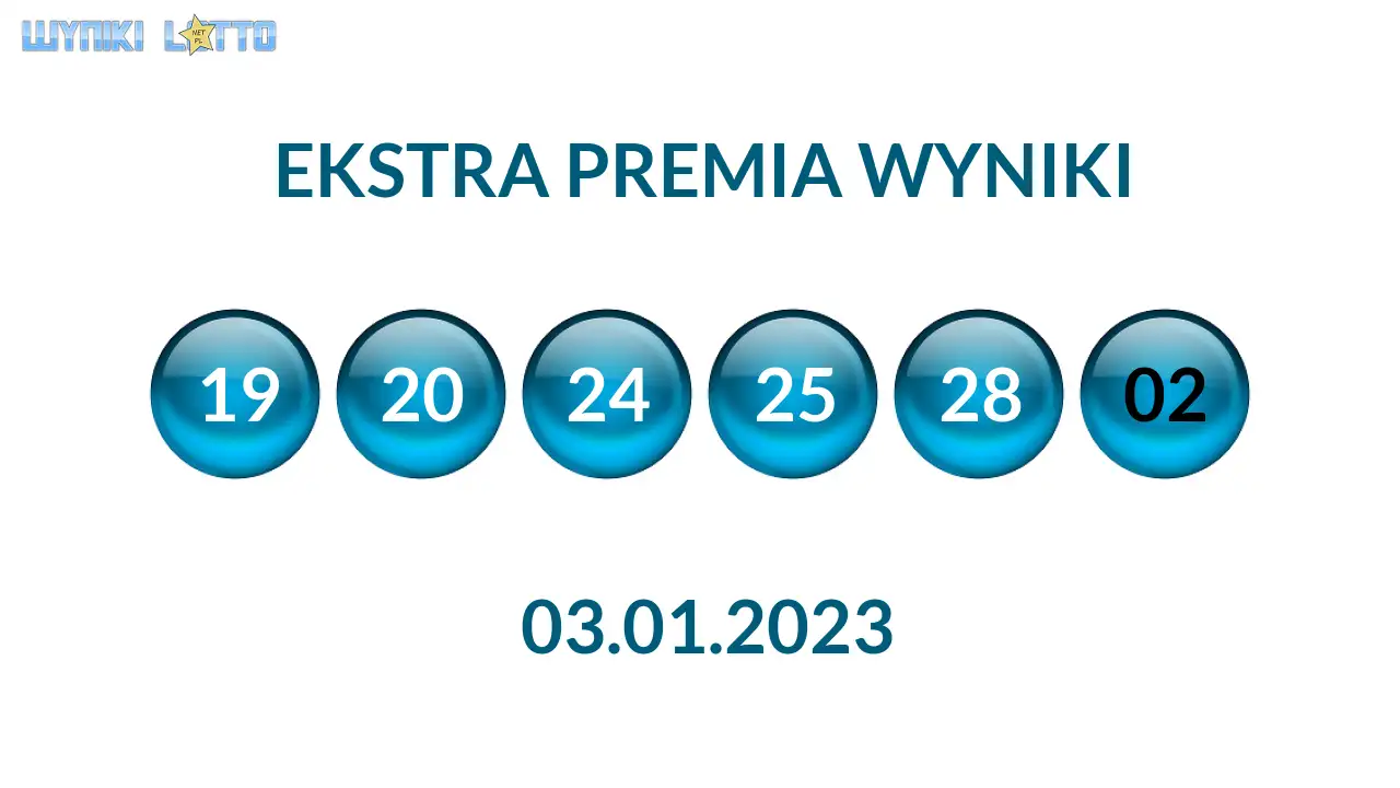 Kulki Ekstra Premii z wylosowanymi liczbami dnia 03.01.2023