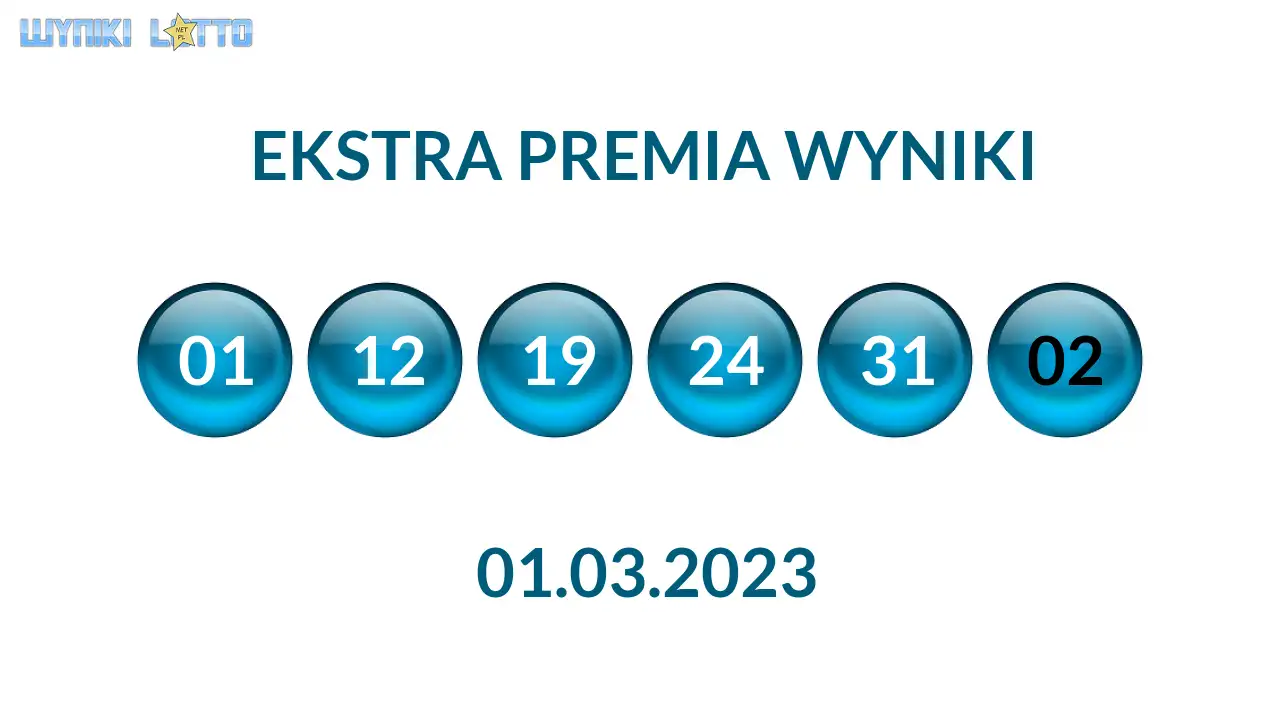 Kulki Ekstra Premii z wylosowanymi liczbami dnia 01.03.2023