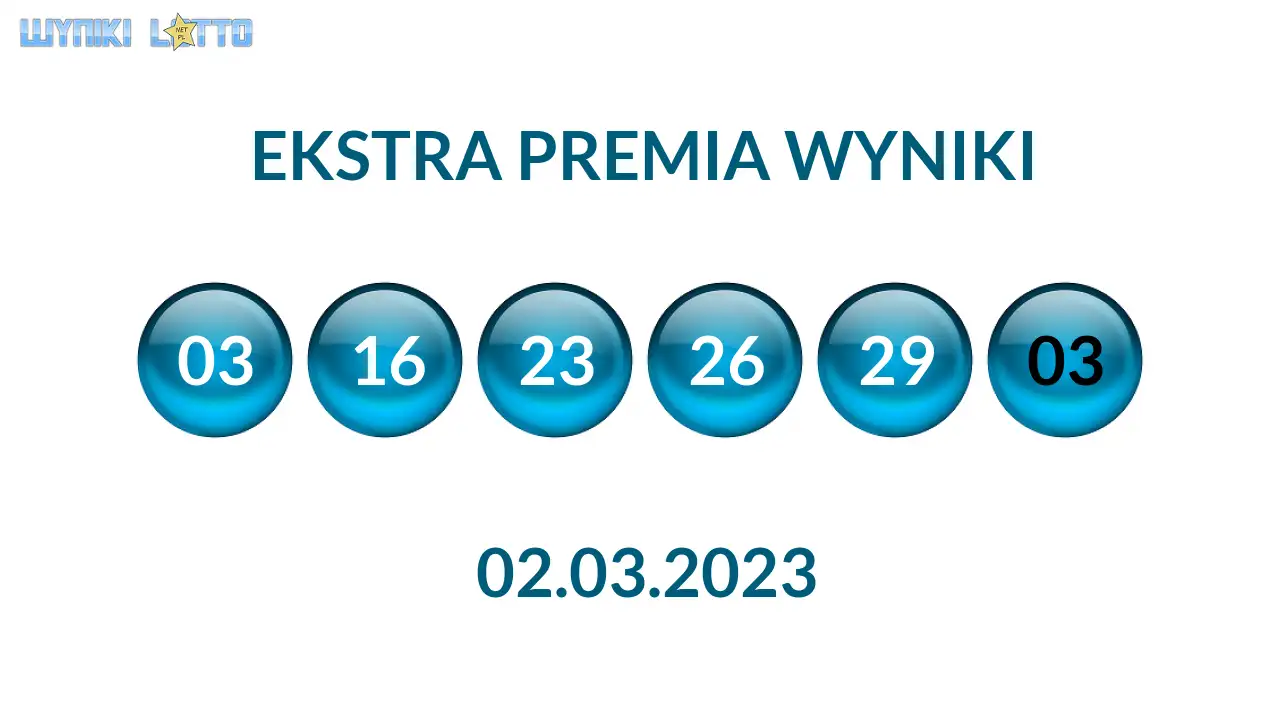 Kulki Ekstra Premii z wylosowanymi liczbami dnia 02.03.2023