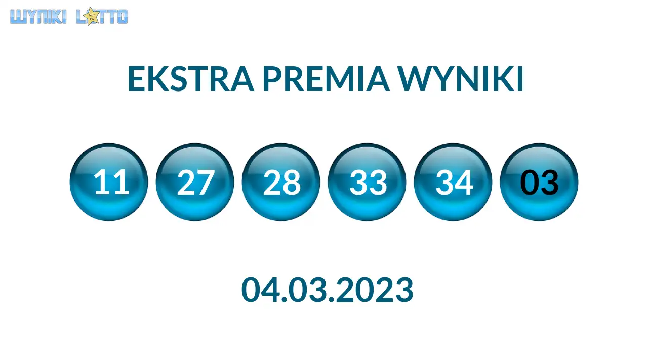 Kulki Ekstra Premii z wylosowanymi liczbami dnia 04.03.2023