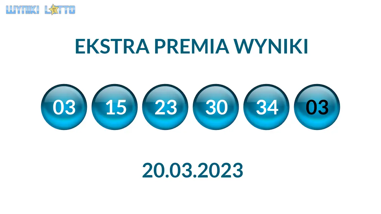 Kulki Ekstra Premii z wylosowanymi liczbami dnia 20.03.2023