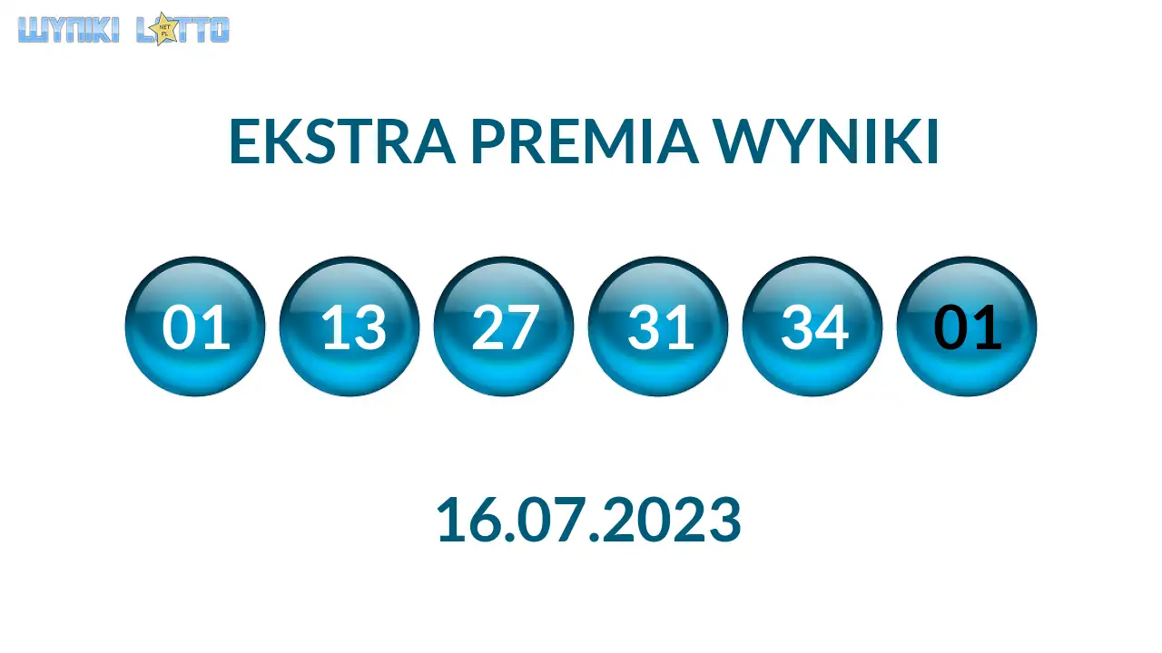 Kulki Ekstra Premii z wylosowanymi liczbami dnia 16.07.2023