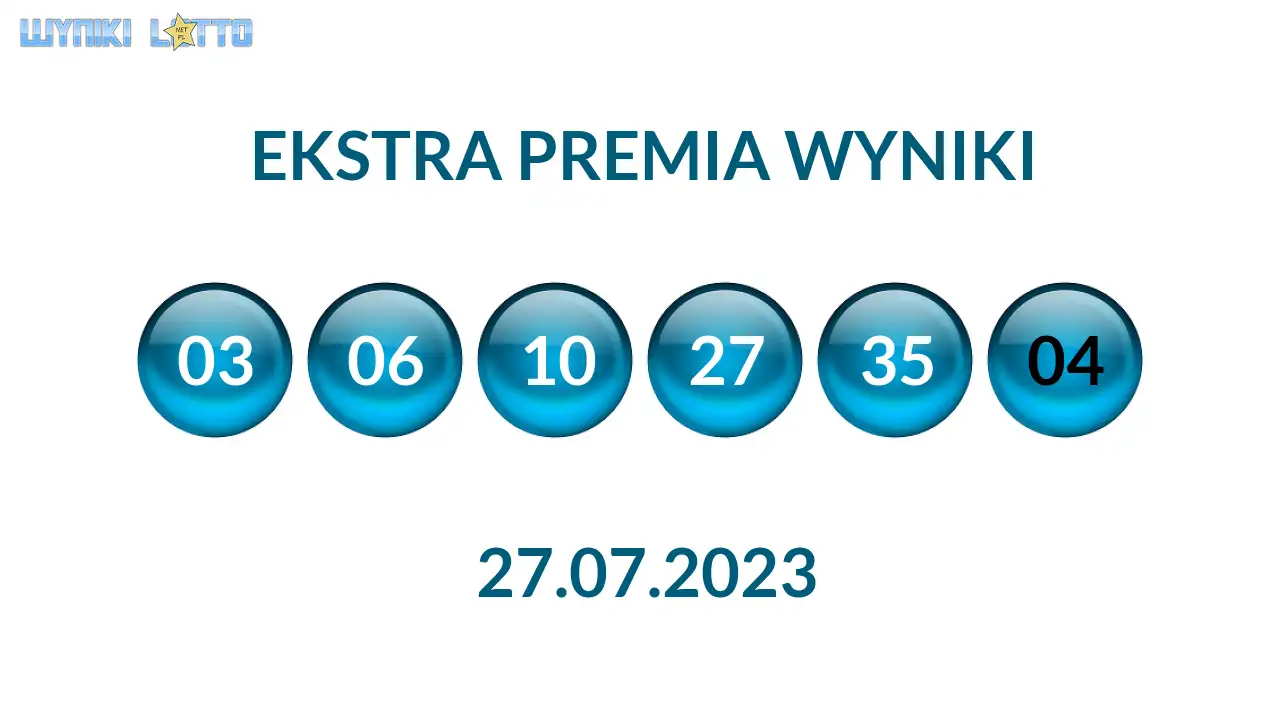 Kulki Ekstra Premii z wylosowanymi liczbami dnia 27.07.2023