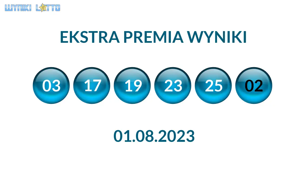 Kulki Ekstra Premii z wylosowanymi liczbami dnia 01.08.2023