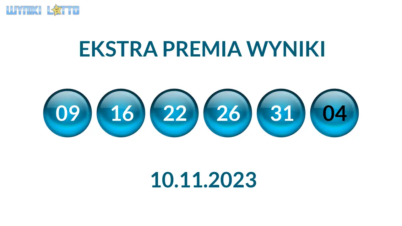 Kulki Ekstra Premii z wylosowanymi liczbami dnia 10.11.2023