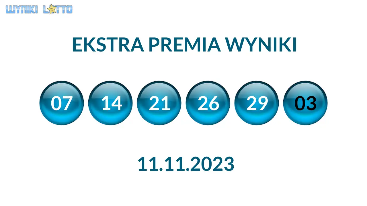 Kulki Ekstra Premii z wylosowanymi liczbami dnia 11.11.2023