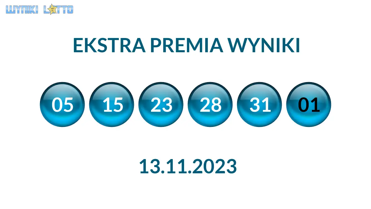 Kulki Ekstra Premii z wylosowanymi liczbami dnia 13.11.2023