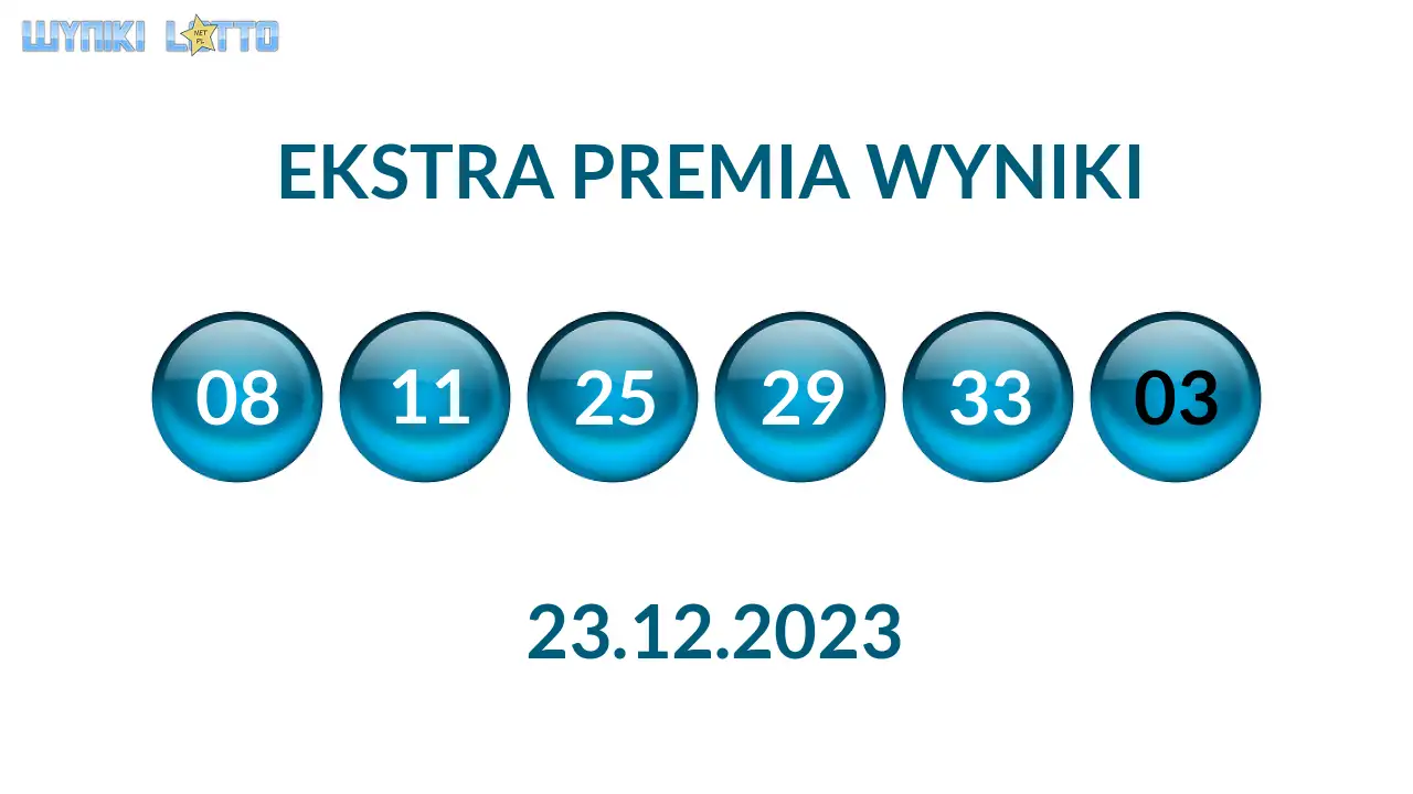 Kulki Ekstra Premii z wylosowanymi liczbami dnia 23.12.2023